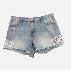 Jessica Simpson Women's 16 W Buttercup Lace Denim Western Country Denim Shorts